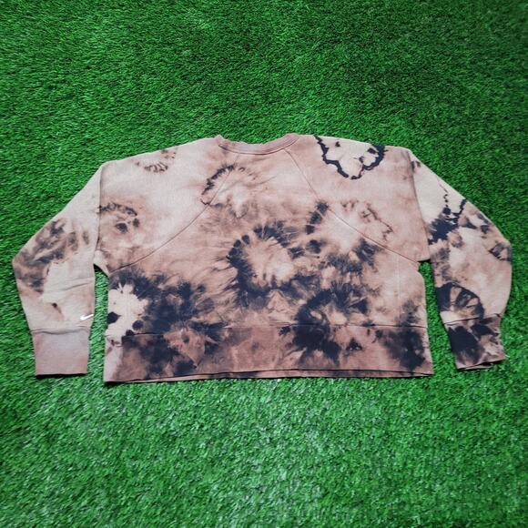 Custom Bleach Dye Nike Dri-FIT Cropped Sweatshirt Womens Oversized L/XL Boxy Fit - Picture 4 of 11